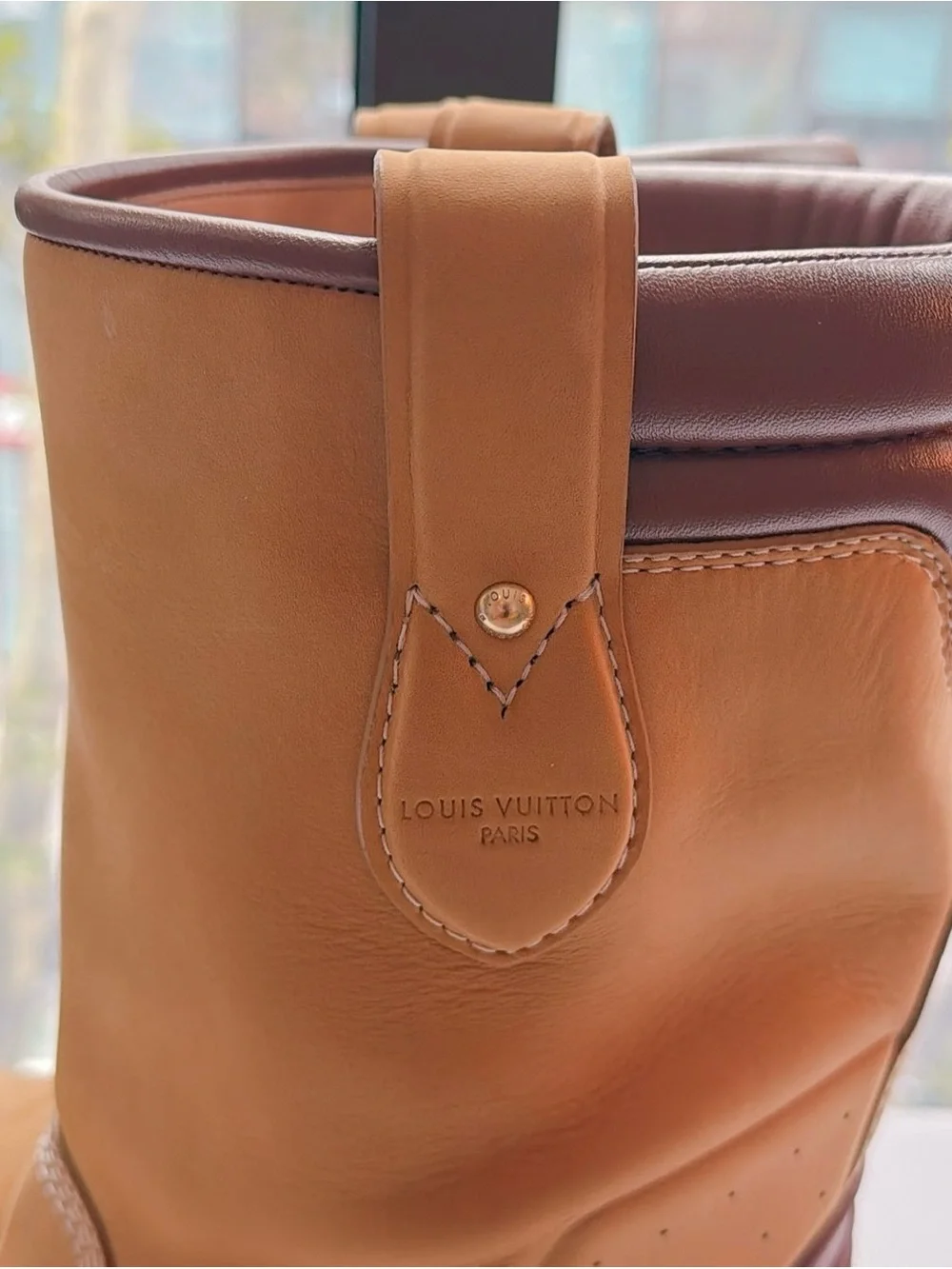 Louis Vuitton Tan and Brown Leather Mid-Calf Lug Boots NEW Size 11